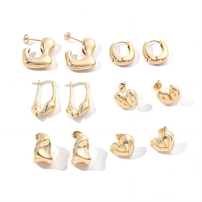 1 Pair Ig Style Geometric Irregular Polishing Plating Copper 18k Gold Plated Earrings Ear Studs