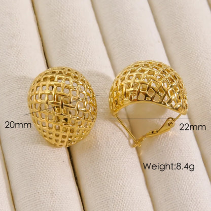 1 Pair Ig Style Geometric Mesh Hollow Out Stainless Steel 14k Gold Plated Hoop Earrings