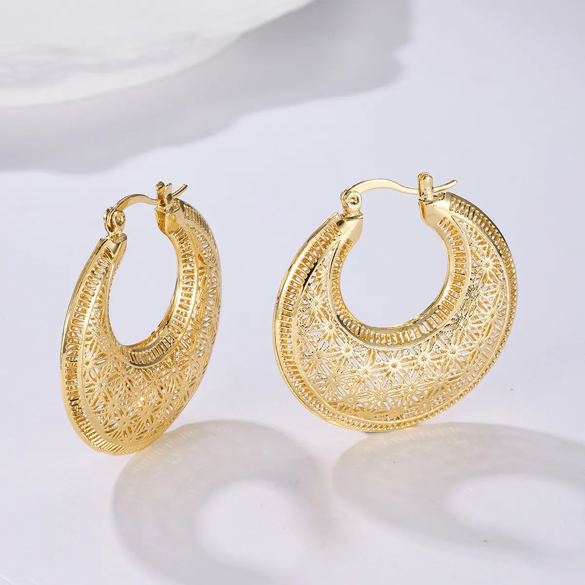 1 Pair IG Style Geometric Plating Hollow Out Iron 18K Gold Plated Earrings