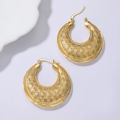 1 Pair IG Style Geometric Plating Hollow Out Iron 18K Gold Plated Earrings