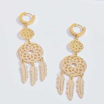 1 Pair Ig Style Geometric Plating Hollow Out Stainless Steel 18k Gold Plated Drop Earrings