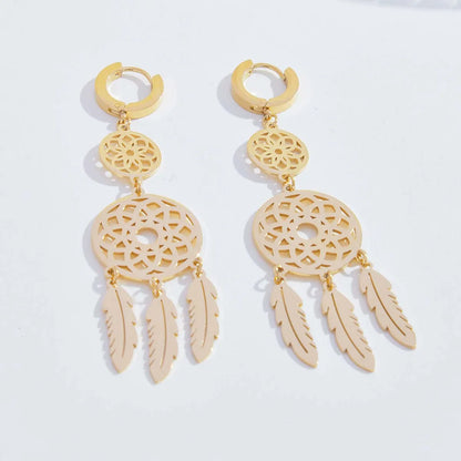 1 Pair Ig Style Geometric Plating Hollow Out Stainless Steel 18k Gold Plated Drop Earrings