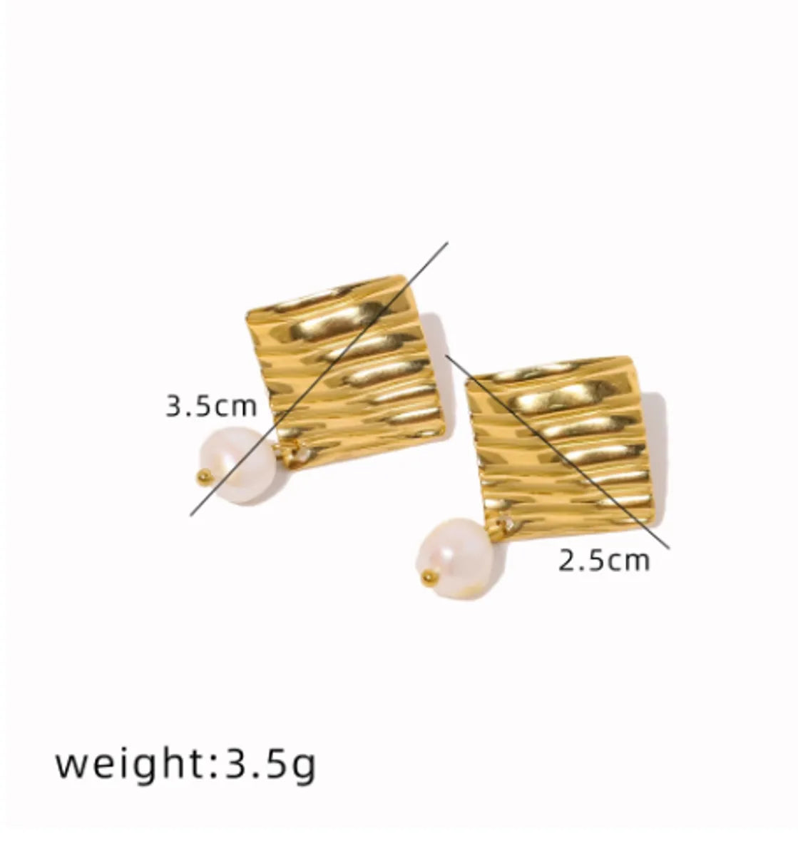 1 Pair IG Style Geometric Plating Inlay 304 Stainless Steel Pearl 18K Gold Plated Drop Earrings