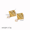 1 Pair IG Style Geometric Plating Inlay 304 Stainless Steel Pearl 18K Gold Plated Drop Earrings