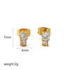 1 Pair IG Style Geometric Plating Inlay 304 Stainless Steel Zircon 18K Gold Plated Ear Studs