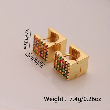 1 Pair Ig Style Geometric Plating Inlay Copper Zircon 18k Gold Plated Hoop Earrings