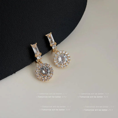 1 Pair IG Style Geometric Plating Inlay Copper Zircon Earrings