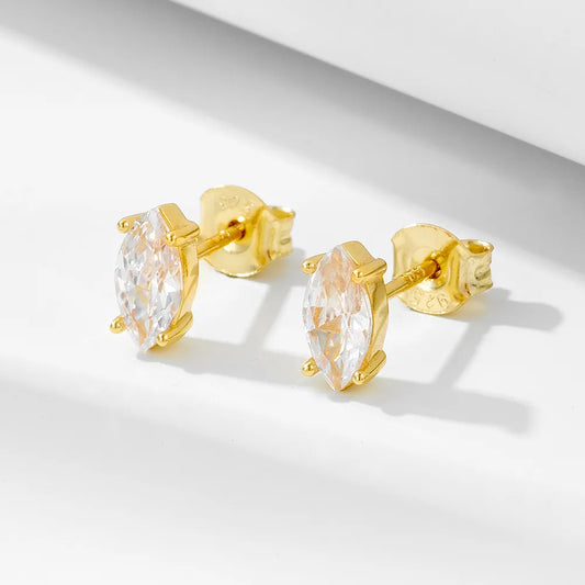 1 Pair Ig Style Geometric Plating Inlay Sterling Silver Zircon 14k Gold Plated Rhodium Plated Ear Studs