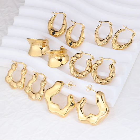 1 Pair IG Style Geometric Plating Stainless Steel Hoop Earrings