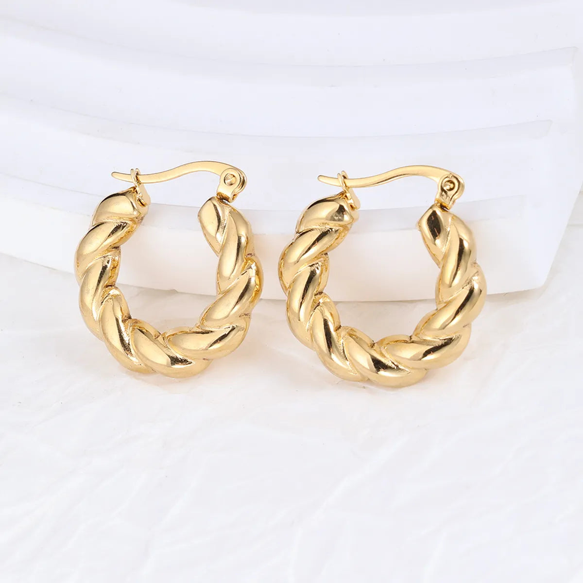 1 Pair IG Style Geometric Plating Stainless Steel Hoop Earrings