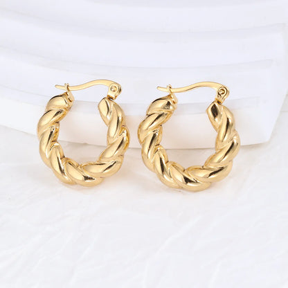 1 Pair IG Style Geometric Plating Stainless Steel Hoop Earrings