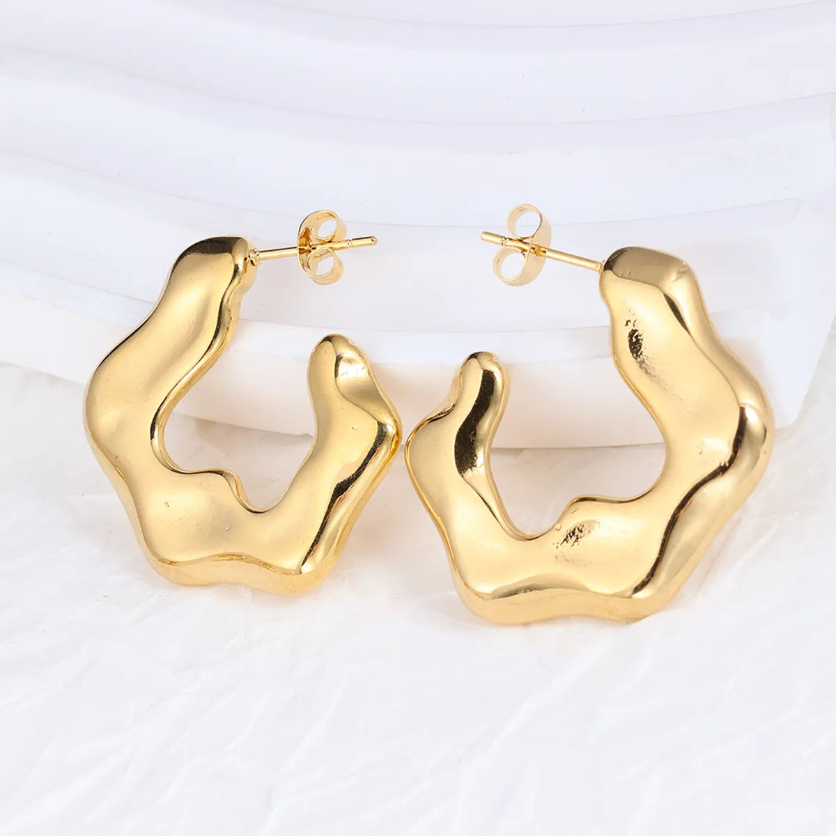 1 Pair IG Style Geometric Plating Stainless Steel Hoop Earrings