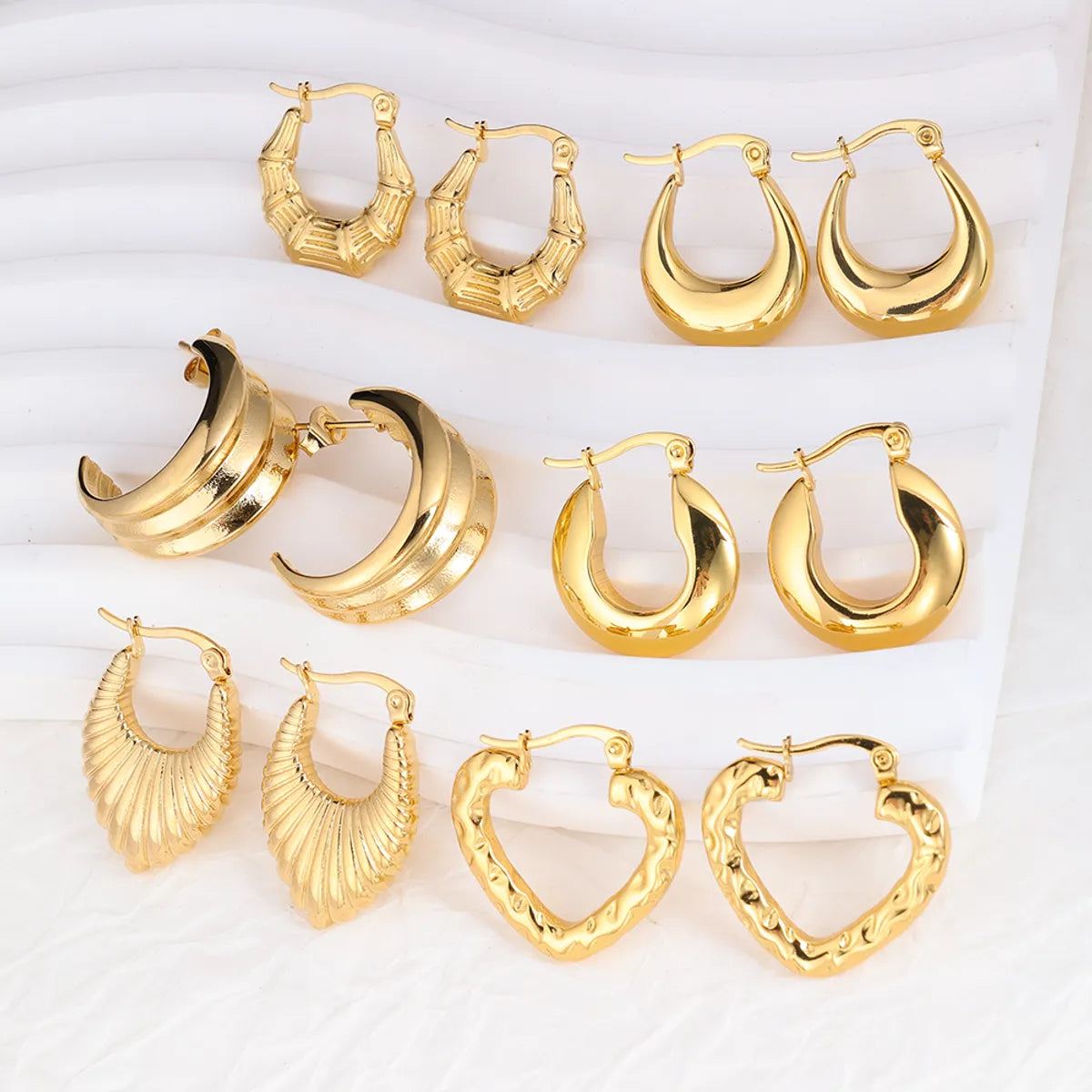 1 Pair IG Style Geometric Plating Stainless Steel Hoop Earrings