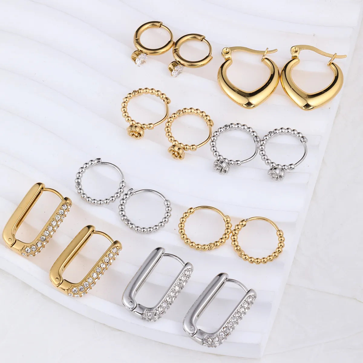 1 Pair IG Style Geometric Plating Stainless Steel Hoop Earrings