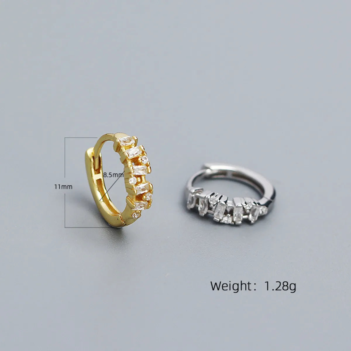 1 Pair Ig Style Geometric Plating Sterling Silver Zircon Huggie Earrings