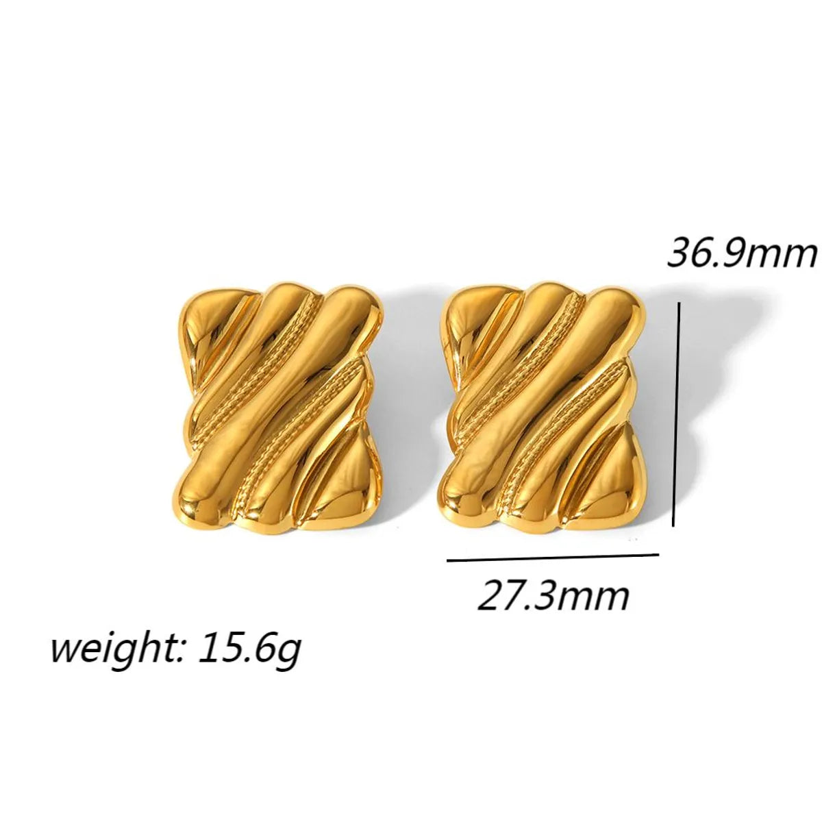 1 Pair IG Style Geometric Polishing Plating 304 Stainless Steel 18K Gold Plated Ear Studs