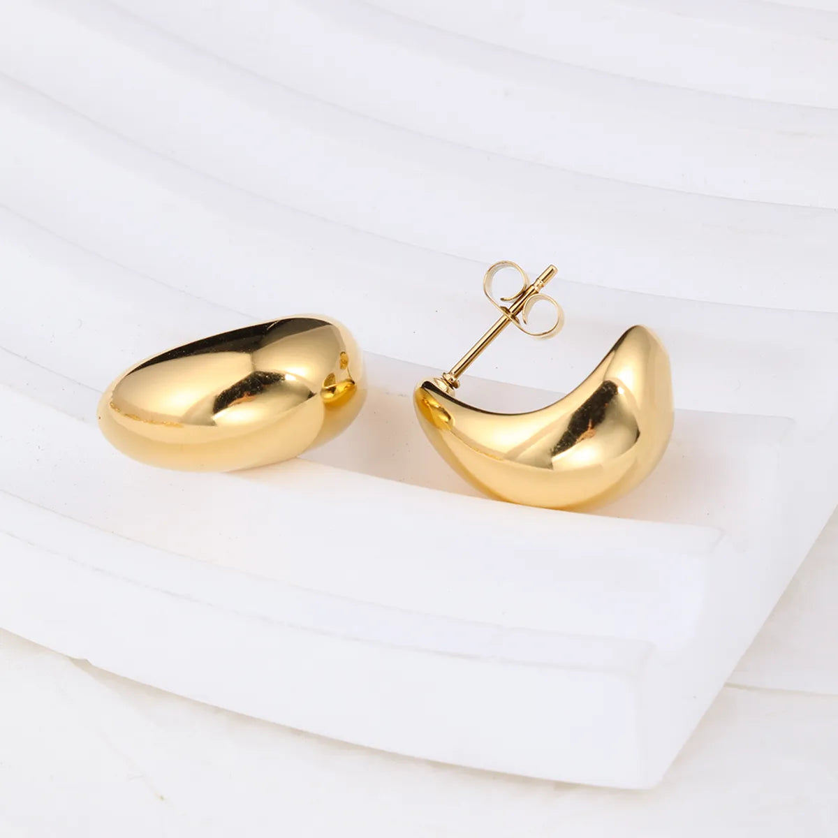 1 Pair IG Style Geometric Solid Color Plating Stainless Steel Hoop Earrings