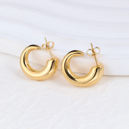 1 Pair IG Style Geometric Solid Color Plating Stainless Steel Hoop Earrings