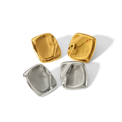 1 Pair IG Style Geometric Solid Color Polishing Plating 304 Stainless Steel 18K Gold Plated Ear Studs