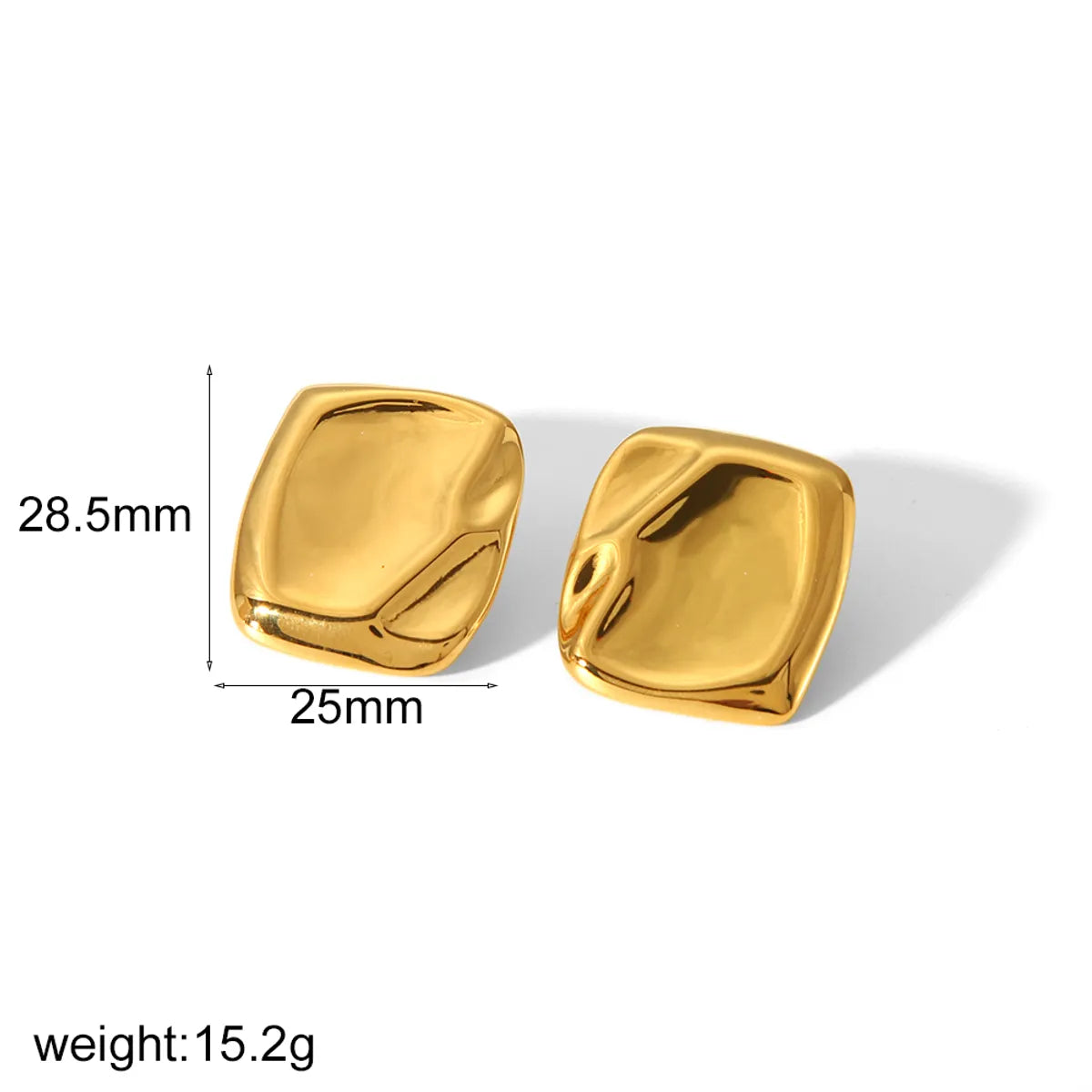 1 Pair IG Style Geometric Solid Color Polishing Plating 304 Stainless Steel 18K Gold Plated Ear Studs