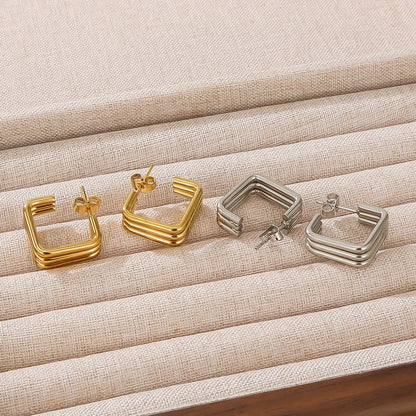 1 Pair IG Style Geometric Solid Color Stainless Steel 18K Gold Plated Silver Plated Ear Studs