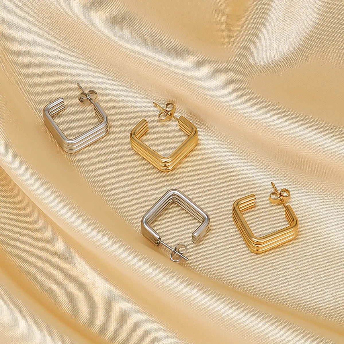 1 Pair IG Style Geometric Solid Color Stainless Steel 18K Gold Plated Silver Plated Ear Studs