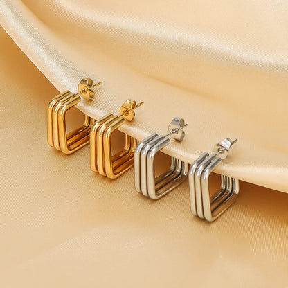 1 Pair IG Style Geometric Solid Color Stainless Steel 18K Gold Plated Silver Plated Ear Studs