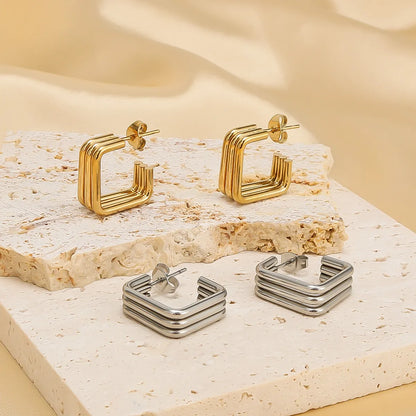 1 Pair IG Style Geometric Solid Color Stainless Steel 18K Gold Plated Silver Plated Ear Studs