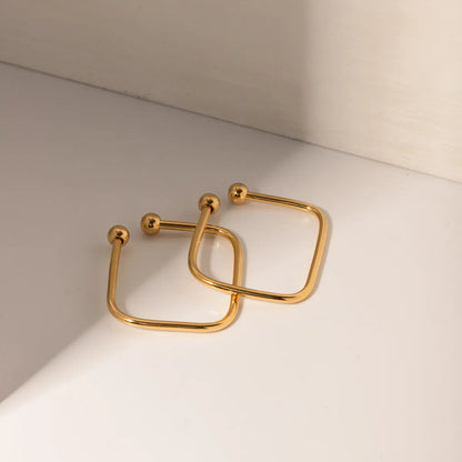 1 Pair IG Style Geometric Stainless Steel 18K Gold Plated Ear Cuffs