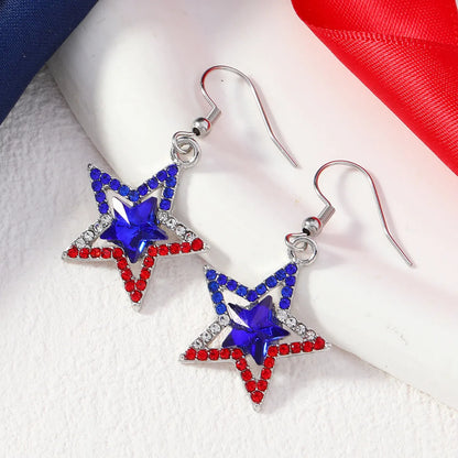 1 Pair IG Style Geometric Star Inlay Alloy Rhinestones Drop Earrings