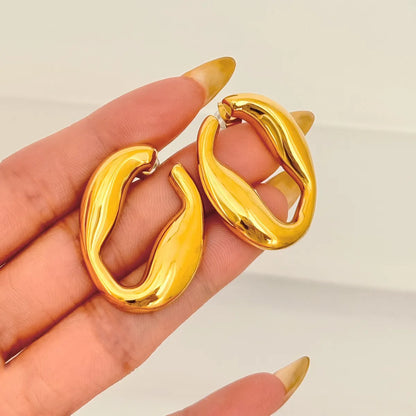 1 Pair IG Style Geometric Titanium Steel 18K Gold Plated Earrings