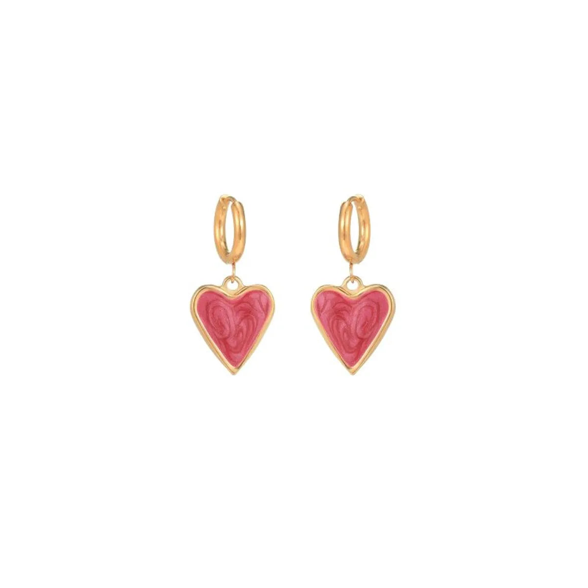 1 Pair Ig Style Heart Shape Enamel Plating Stainless Steel 18k Gold Plated Drop Earrings