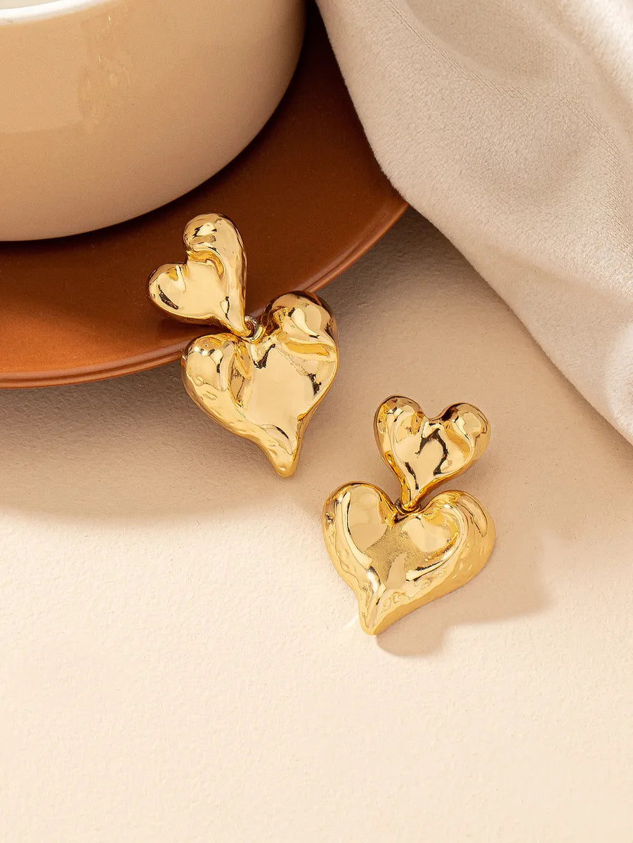 1 Pair Ig Style Heart Shape Plating Alloy Drop Earrings