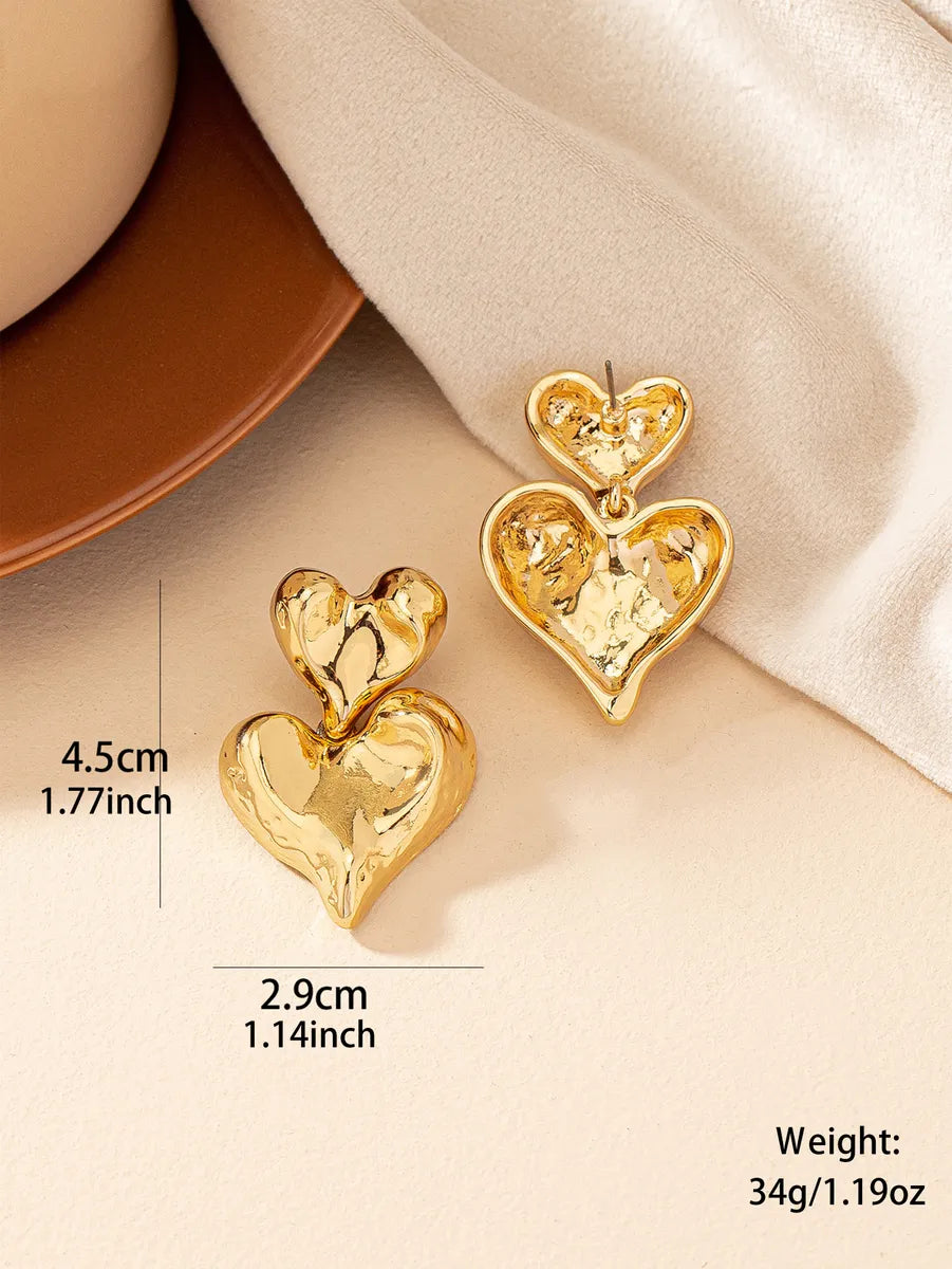 1 Pair Ig Style Heart Shape Plating Alloy Drop Earrings