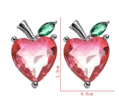 1 Pair Ig Style Heart Shape Plating Inlay Copper Zircon White Gold Plated Ear Studs