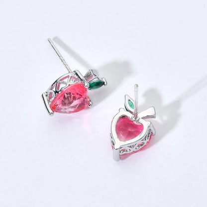 1 Pair Ig Style Heart Shape Plating Inlay Copper Zircon White Gold Plated Ear Studs