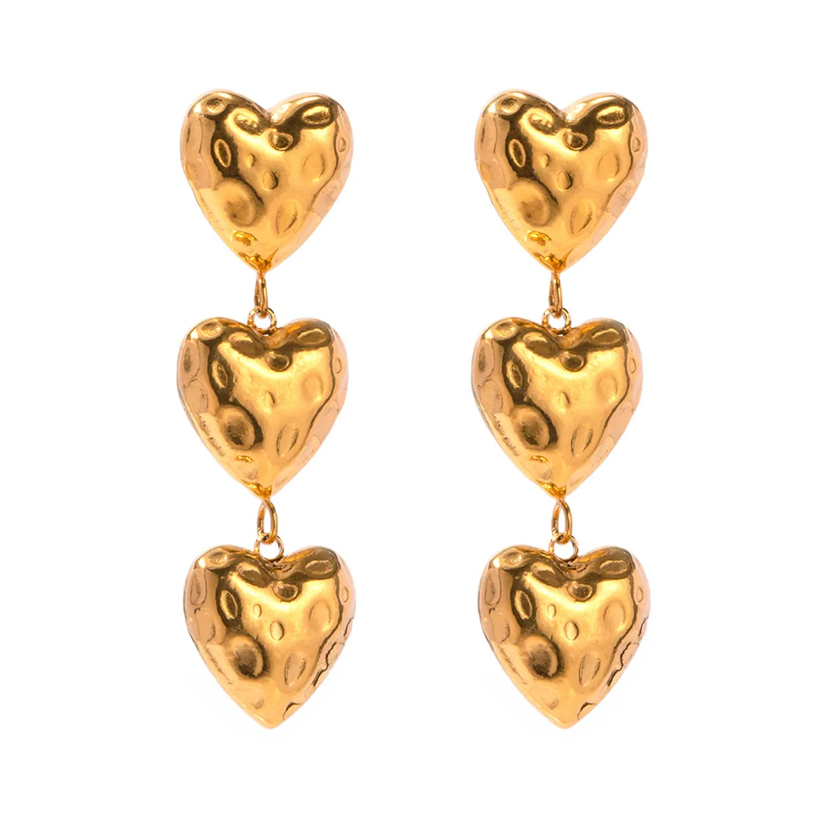 1 Pair Ig Style Heart Shape Plating Pleated Stainless Steel 18k Gold Plated Drop Earrings