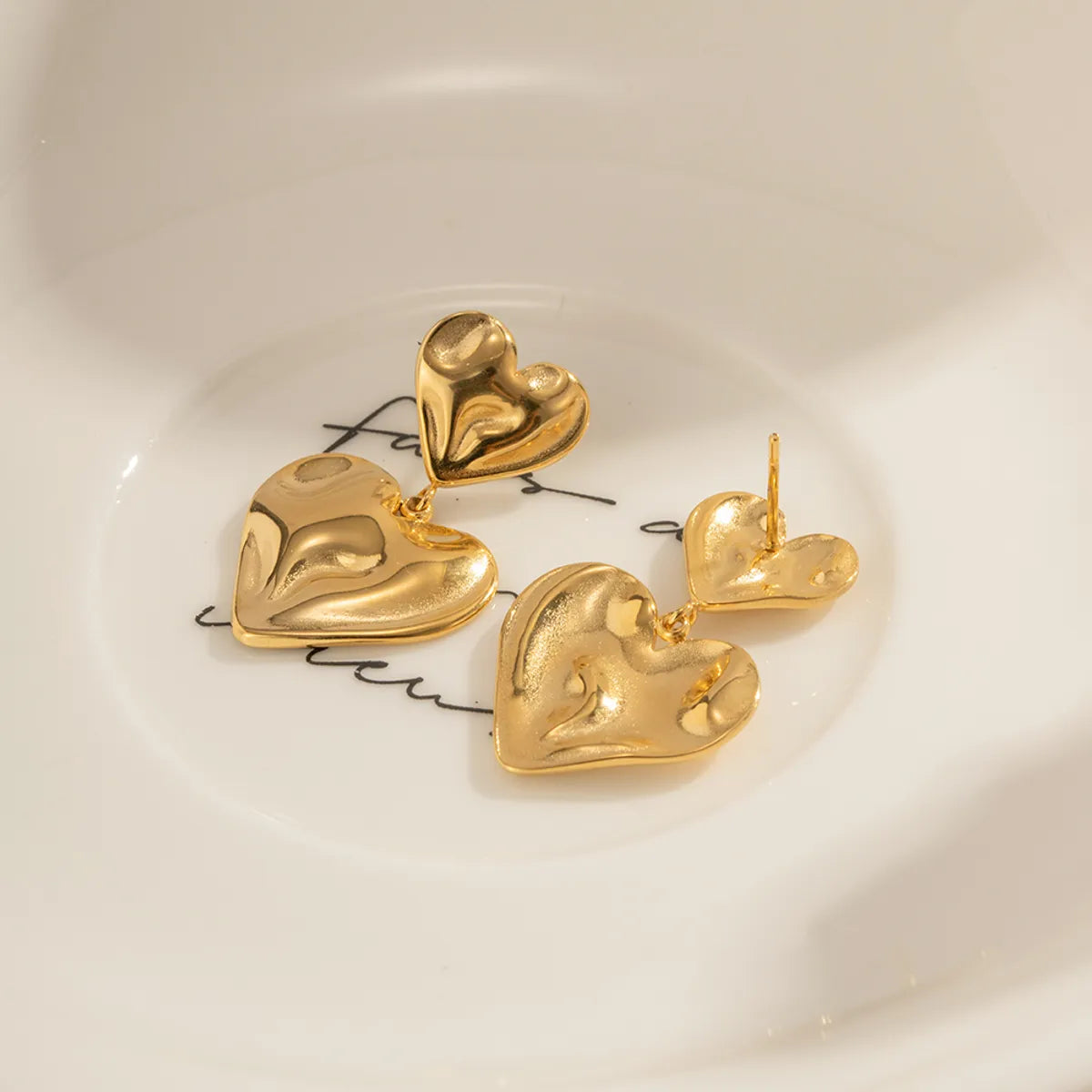 1 Pair Ig Style Heart Shape Plating Stainless Steel 18k Gold Plated Drop Earrings