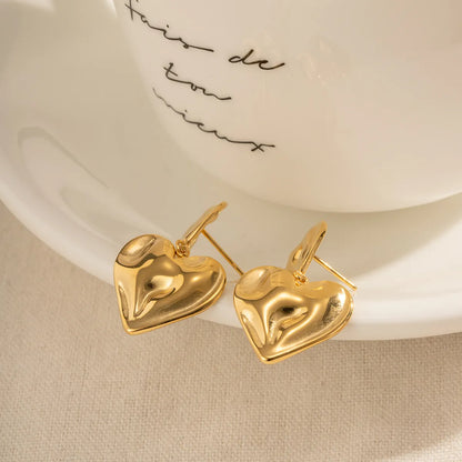 1 Pair Ig Style Heart Shape Plating Stainless Steel 18k Gold Plated Drop Earrings