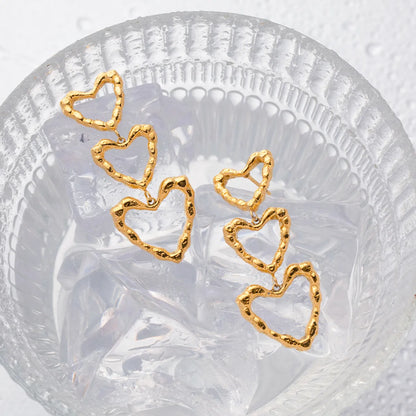 1 Pair Ig Style Heart Shape Plating Stainless Steel 18k Gold Plated Drop Earrings