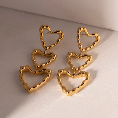 1 Pair Ig Style Heart Shape Plating Stainless Steel 18k Gold Plated Drop Earrings