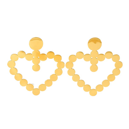 1 Pair IG Style Heart Shape Plating 304 Stainless Steel 18K Gold Plated Drop Earrings