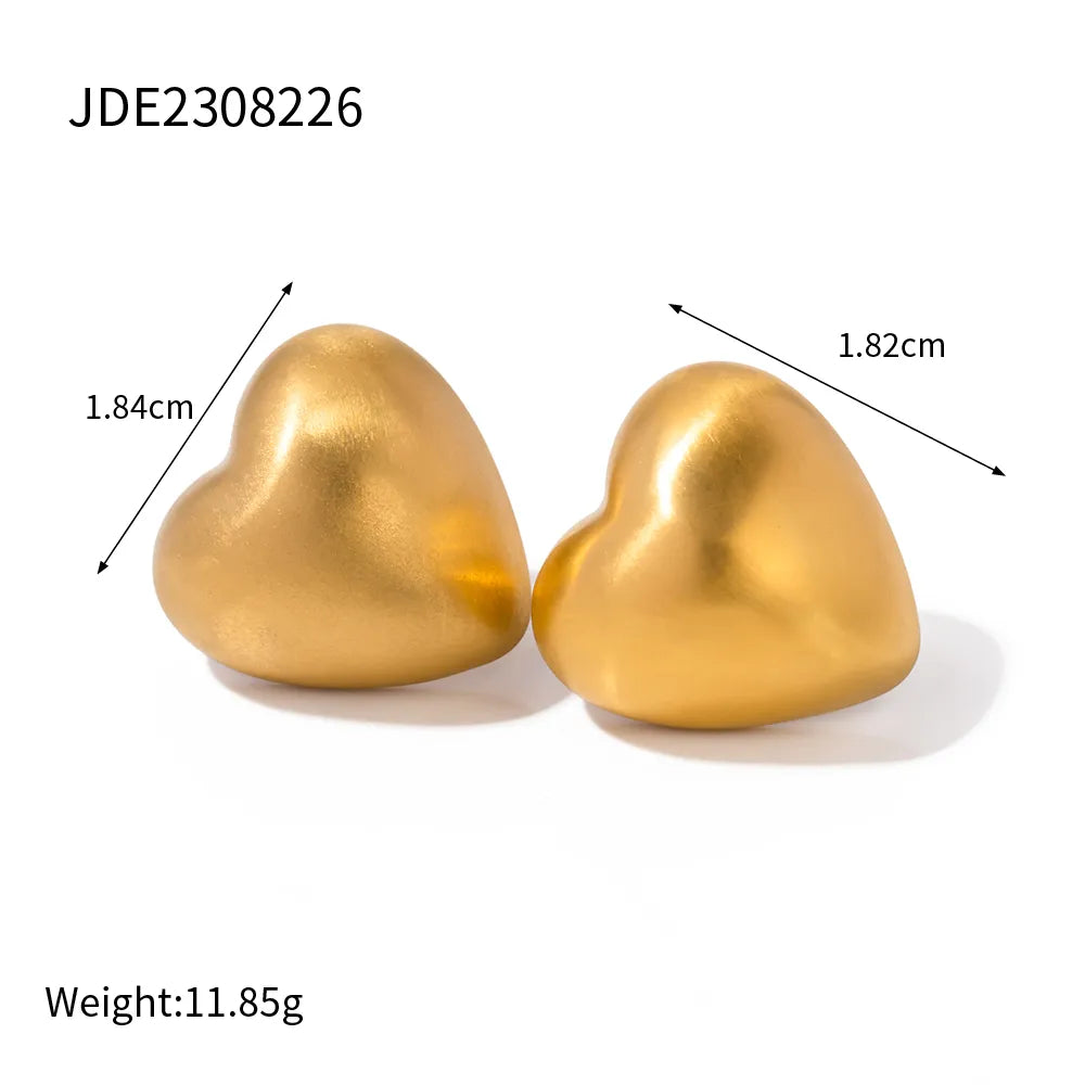 1 Pair IG Style Heart Shape Plating 304 Stainless Steel Ear Studs