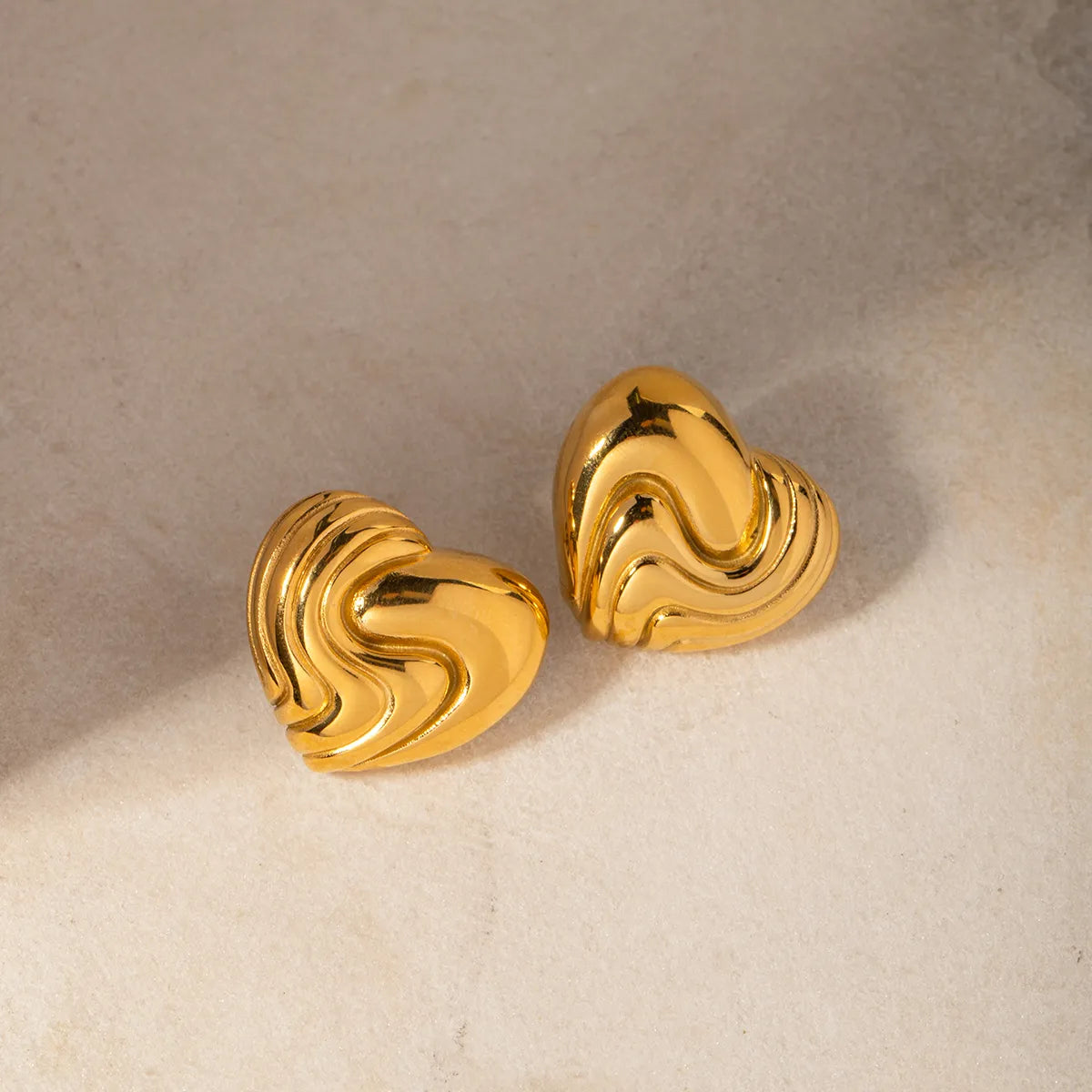 1 Pair Ig Style Heart Shape Plating Stainless Steel 18k Gold Plated Ear Studs