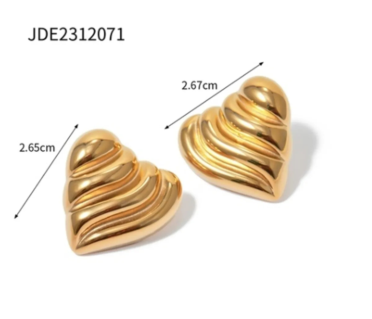 1 Pair Ig Style Heart Shape Plating Stainless Steel 18k Gold Plated Ear Studs