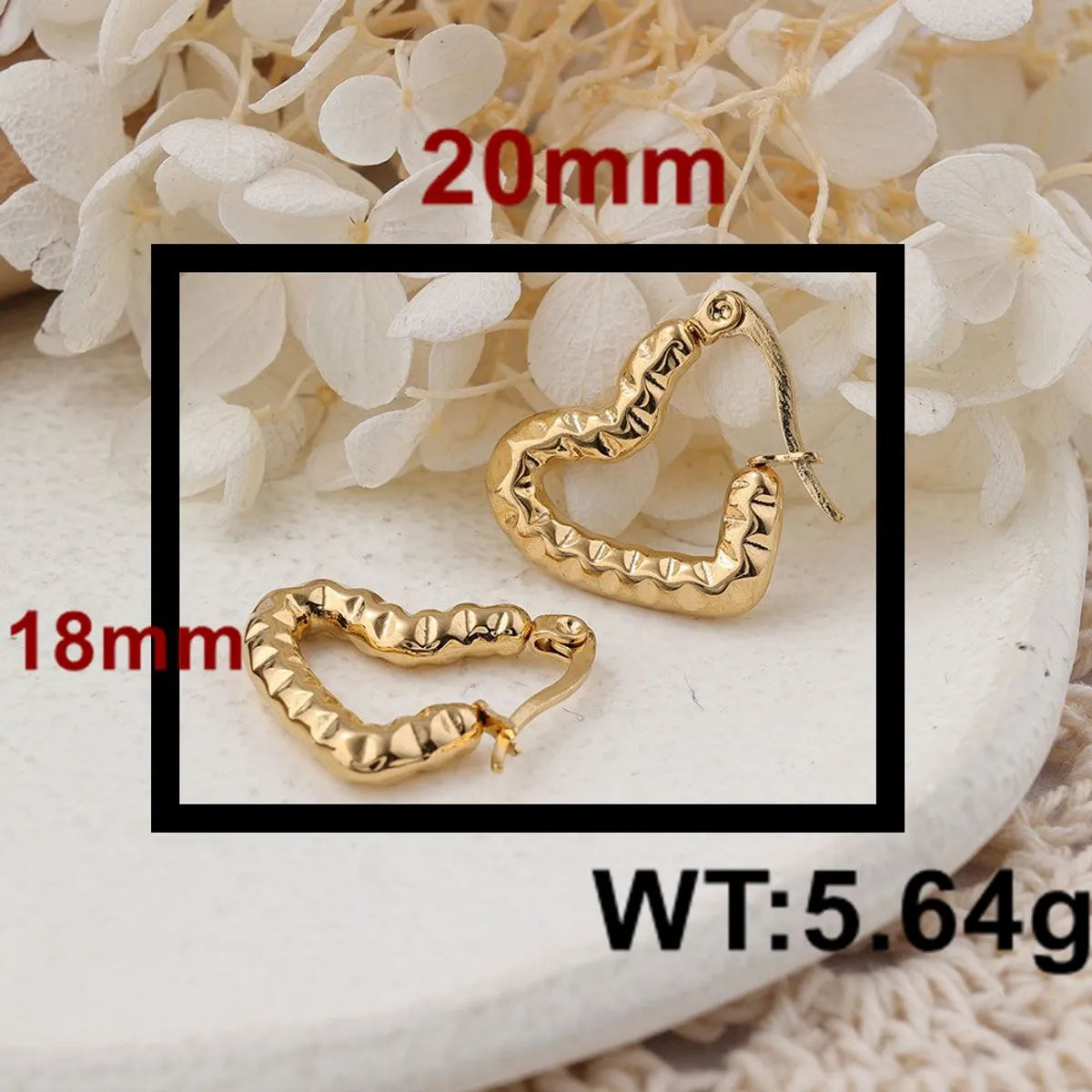 1 Pair Ig Style Heart Shape Plating Stainless Steel Ear Studs