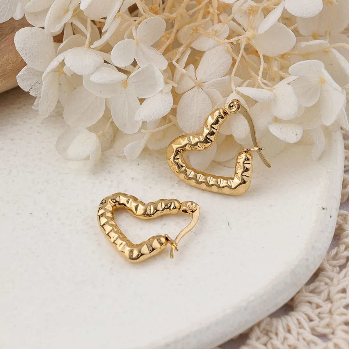 1 Pair Ig Style Heart Shape Plating Stainless Steel Ear Studs