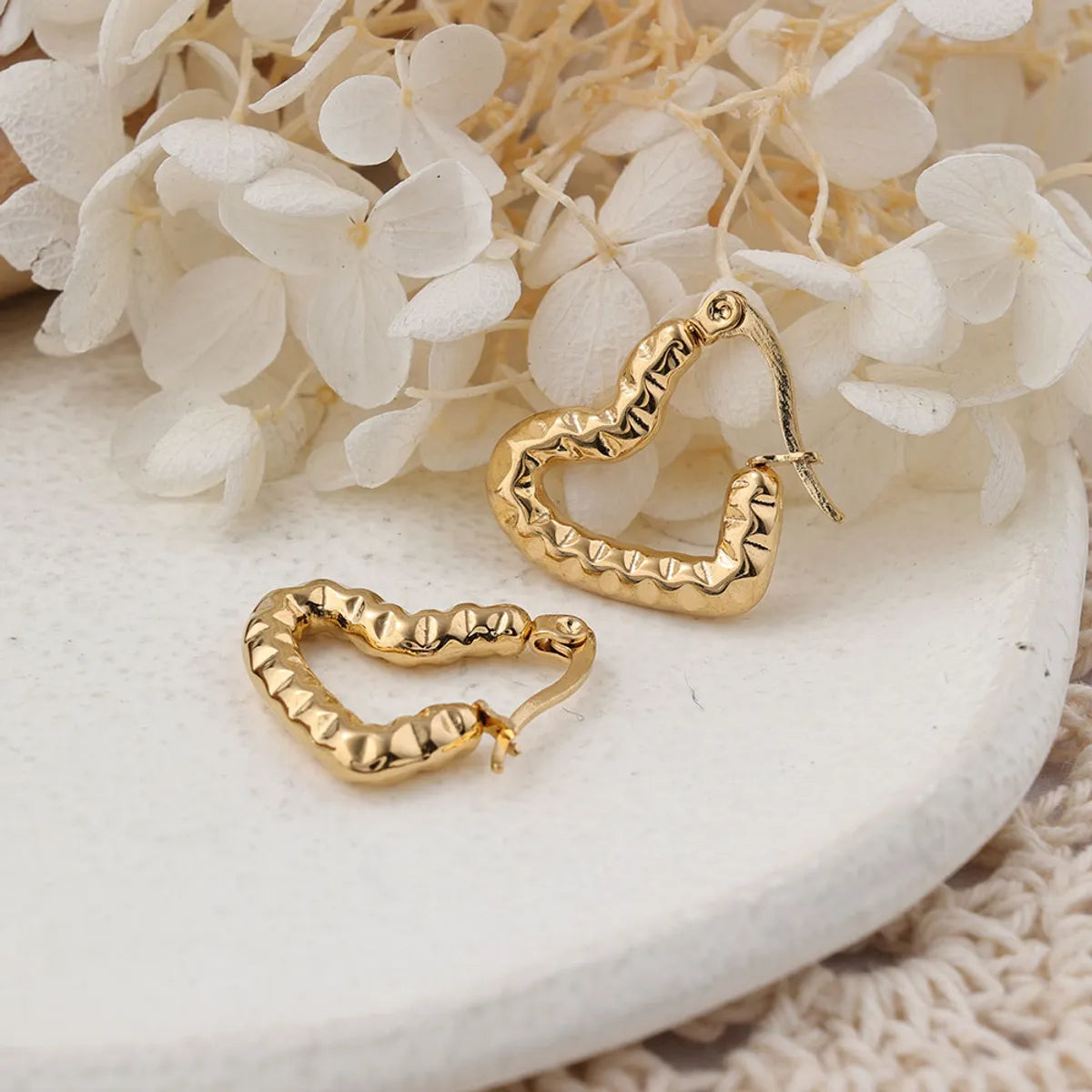 1 Pair Ig Style Heart Shape Plating Stainless Steel Ear Studs