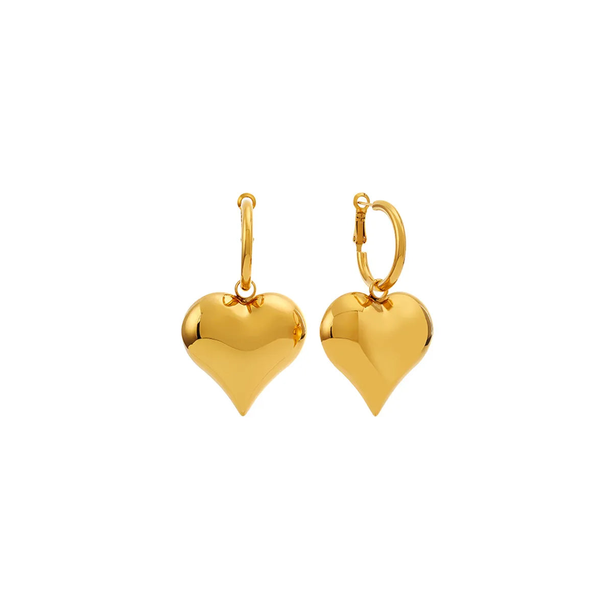 1 Pair IG Style Heart Shape Plating 304 Stainless Steel 18K Gold Plated Drop Earrings