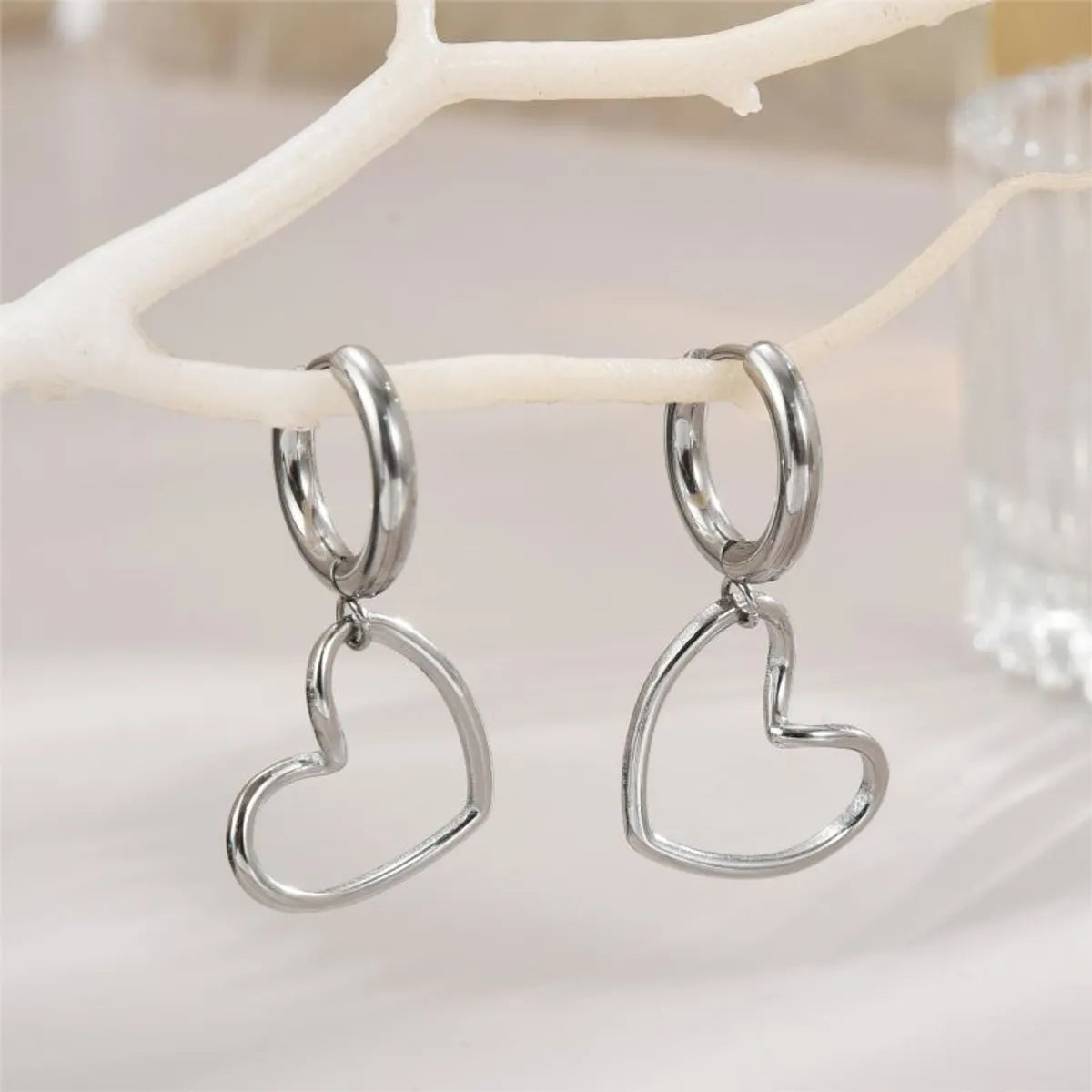 1 Pair Ig Style Heart Shape Polishing Plating Stainless Steel 18k Gold Plated Drop Earrings